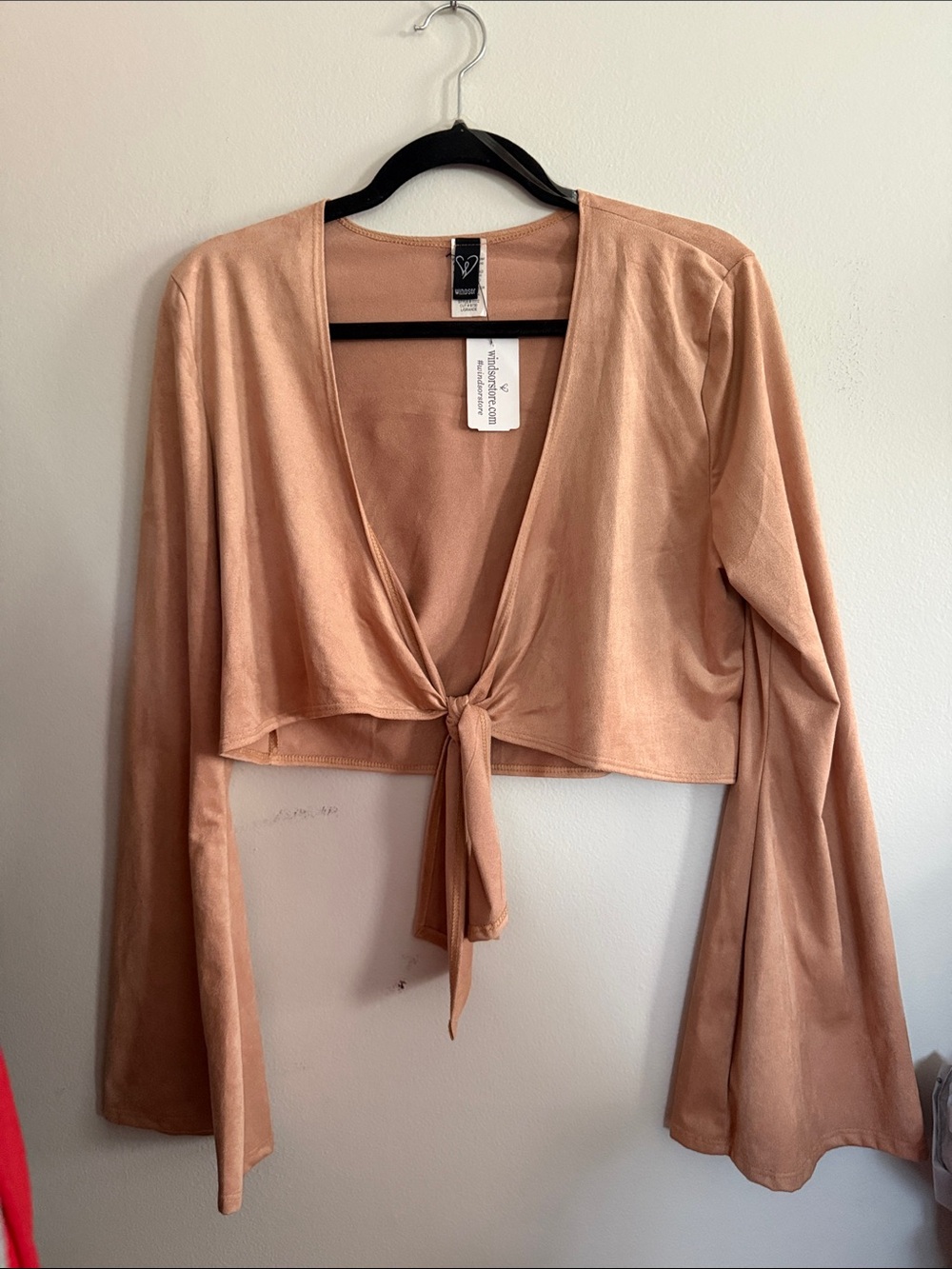 Windsor Blush Tie-Front Long Sleeve Crop Top